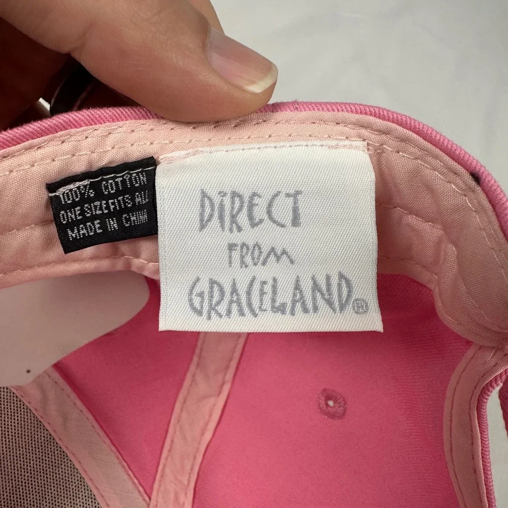 Vintage 2005 Elvis Direct from Graceland Hat Women OSFA Pink Metallic Logo Cap